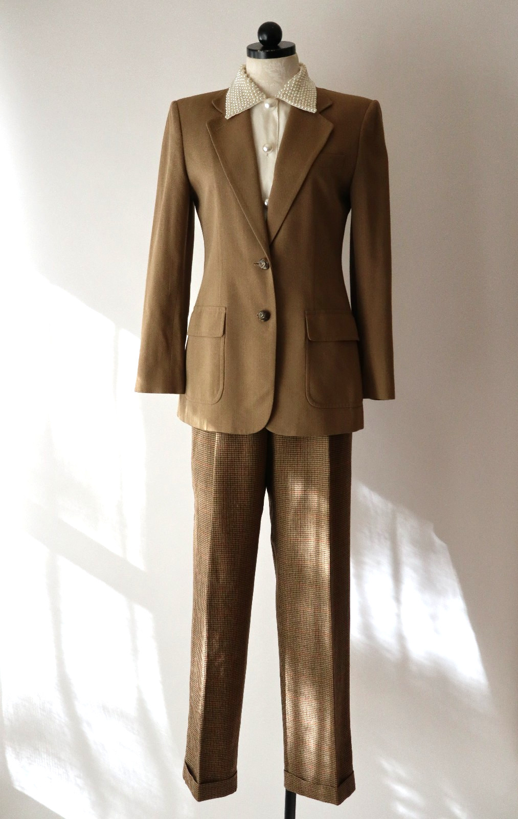 Ralph Lauren Beige Rayon Wool Equestrian Horse Buttons Blazer Jacket Women M