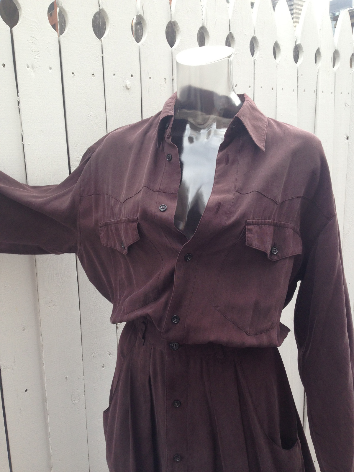 GO SILK L’Zinger ’90 Bergdorf Goodman On the Main Shirtdress Blouson Dress Pckts