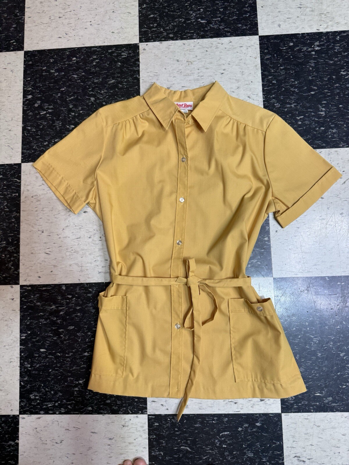 Vintage Just Tops By Crest Short Sleeve Blue Button Up Top Women’s L Waitress