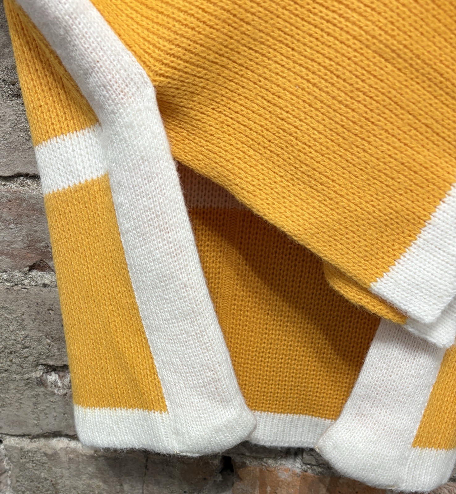 Vintage Bobbie Brooks Sweater Vest Yellow White Block Pattern Women’s Size S / M