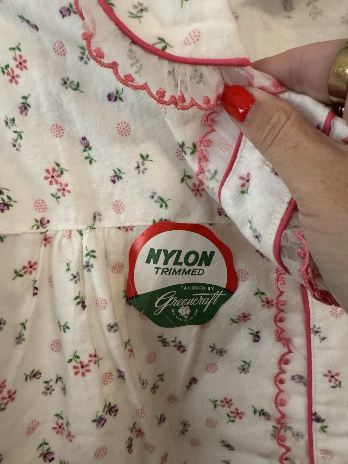 Vintage Greencraft Nylon Trimmed Pajama Top Sz 36