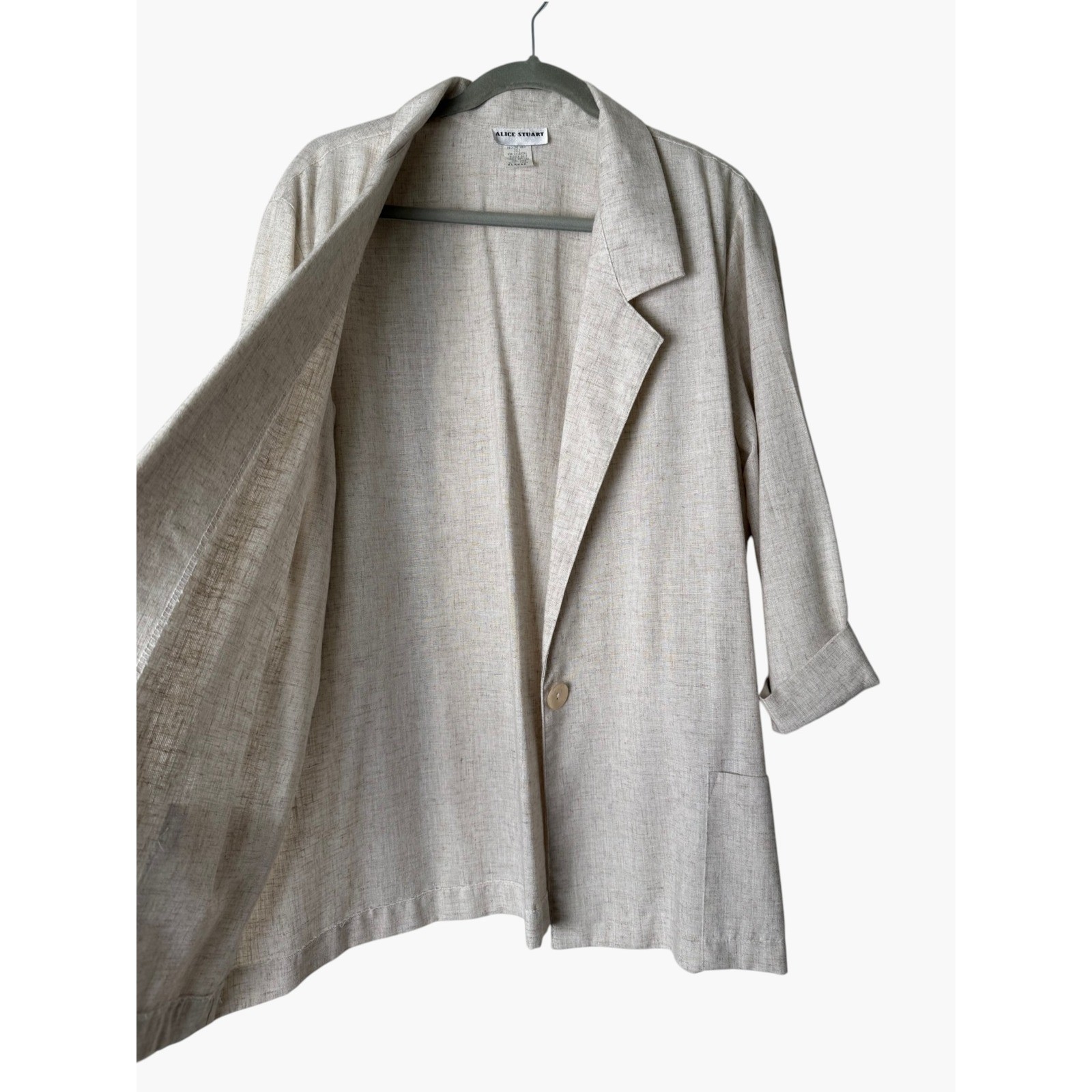 Vintage Alice Stuart Lightweight Oatmeal Beige Jacket Blazer Sz XL