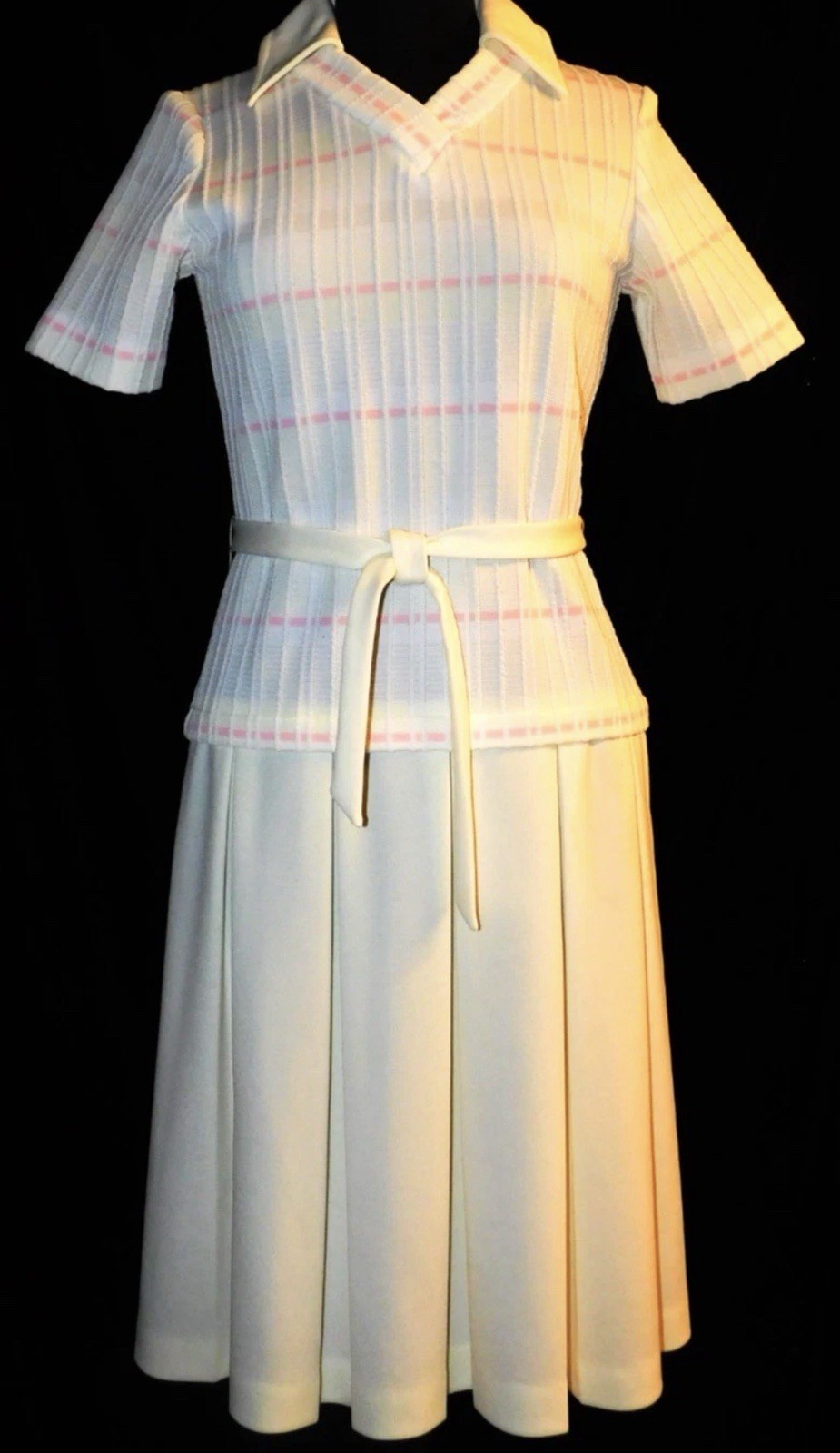 70’s Vintage EMPRESS of DALLAS Knit Dress w Drop Waist Sz. 8 vintage Pink