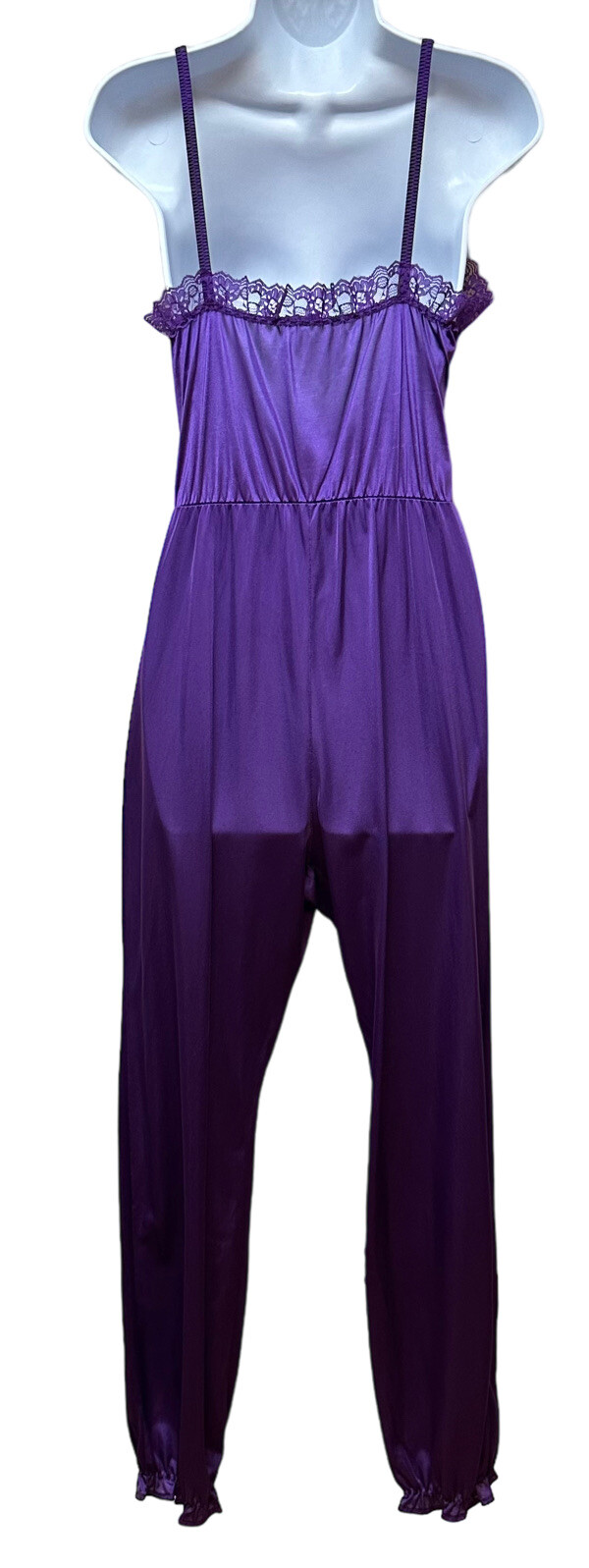 Lady Cameo Nylon Satin Negligee Jumpsuit PJ’s Loungewear Jeannie Leg Size S