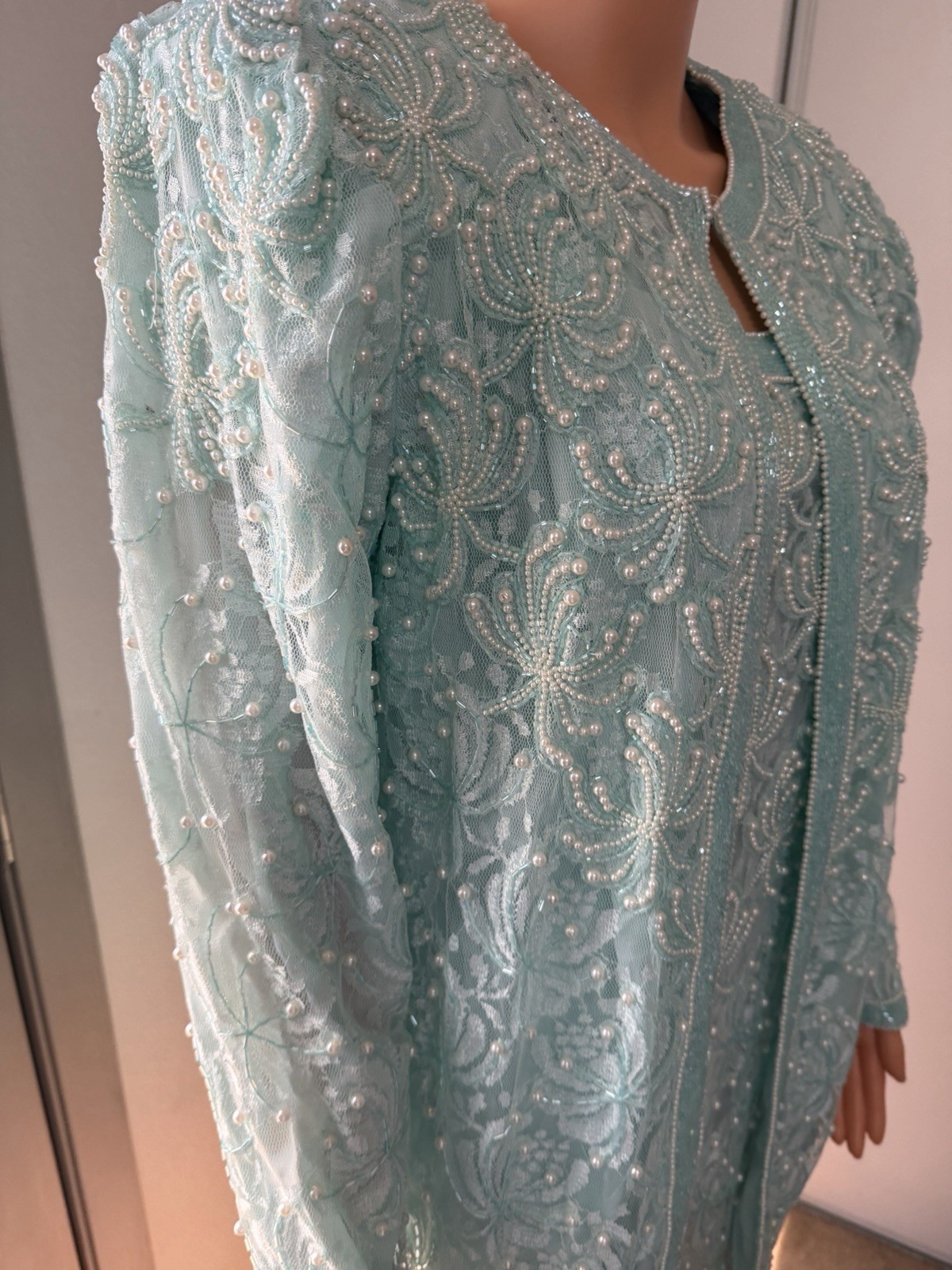 Vintage Carina Beaded Dress Set 2pc Jacket India Formal Cocktail Small