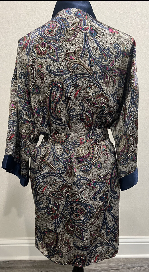 VTG 80’s Body Drama Lingerie Women’s Multicolored Paisley Print Kimono SS Robe M
