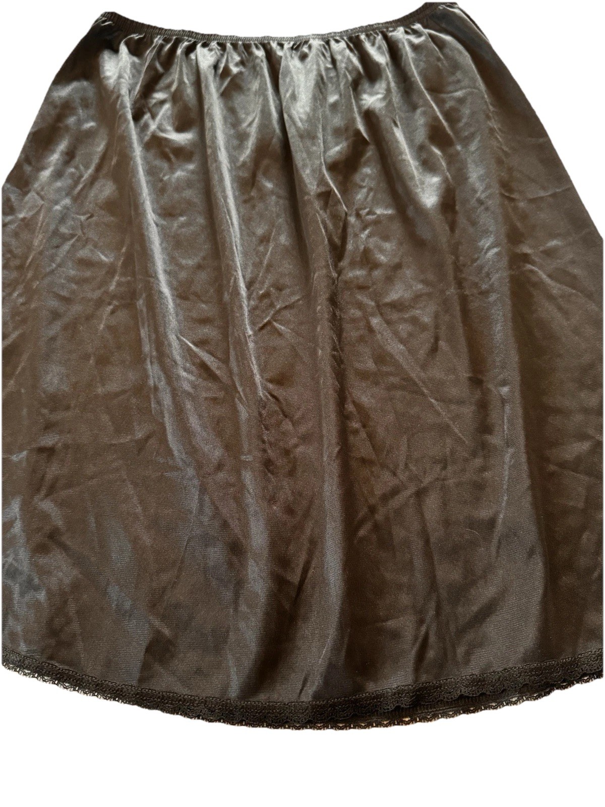 Vasarette Half Slip VTG Black 18” Womens Medium Lace Trim Romantic Dark Fairy