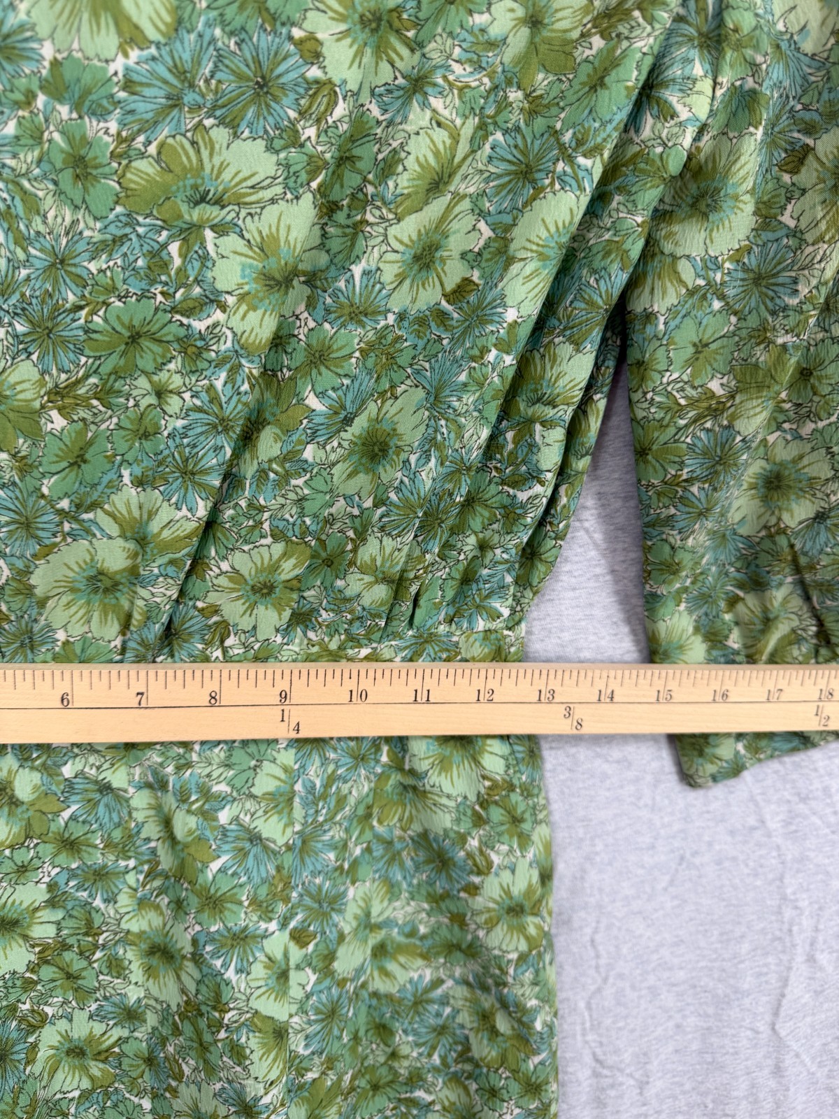 True Vintage 50s Floral Belted Blouson Dress Housewife Chic Green Brown
