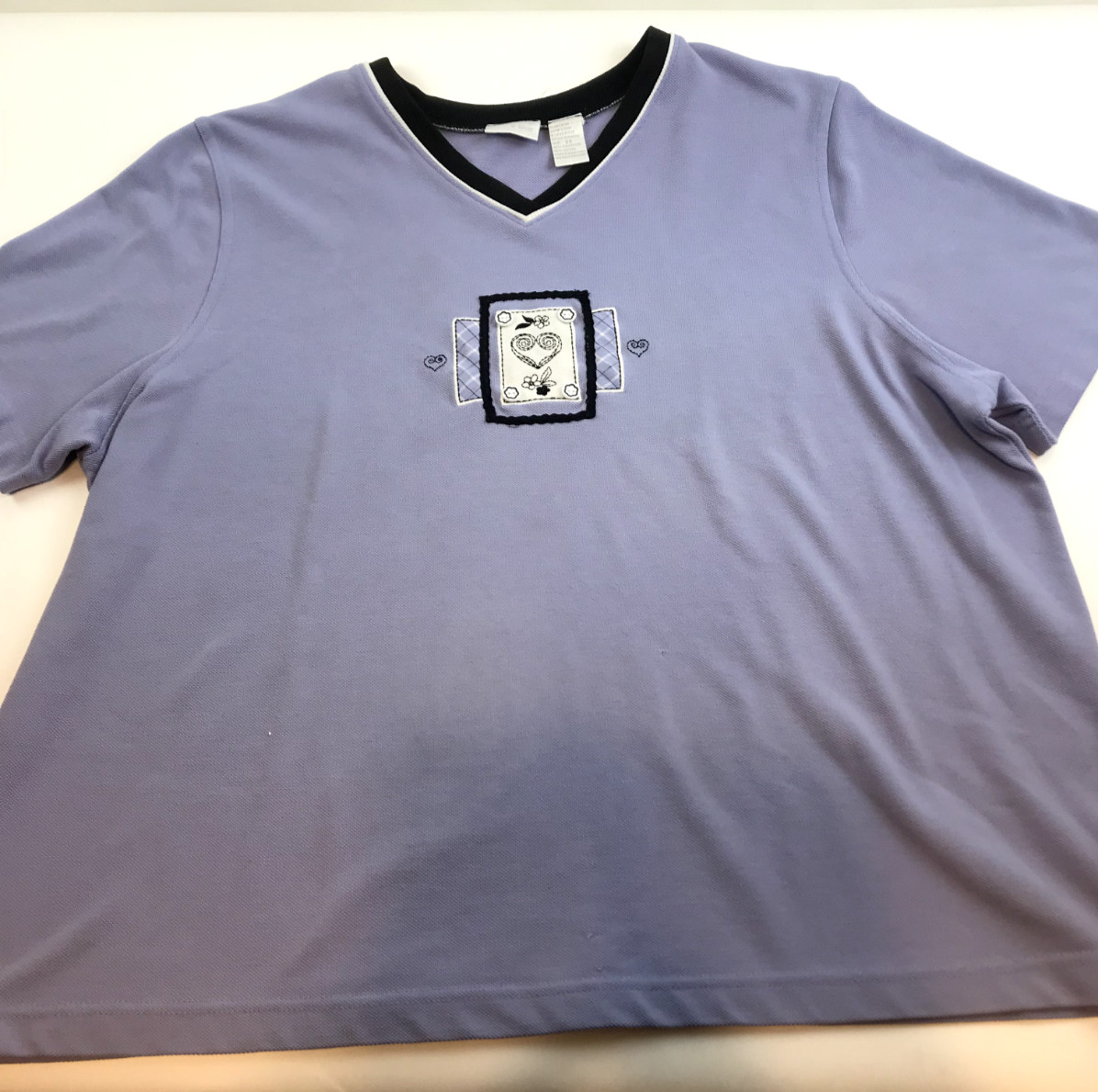 RARE VTG Koret K Wear Women’s Top Size 2X Lavender w Embroidery & Applique