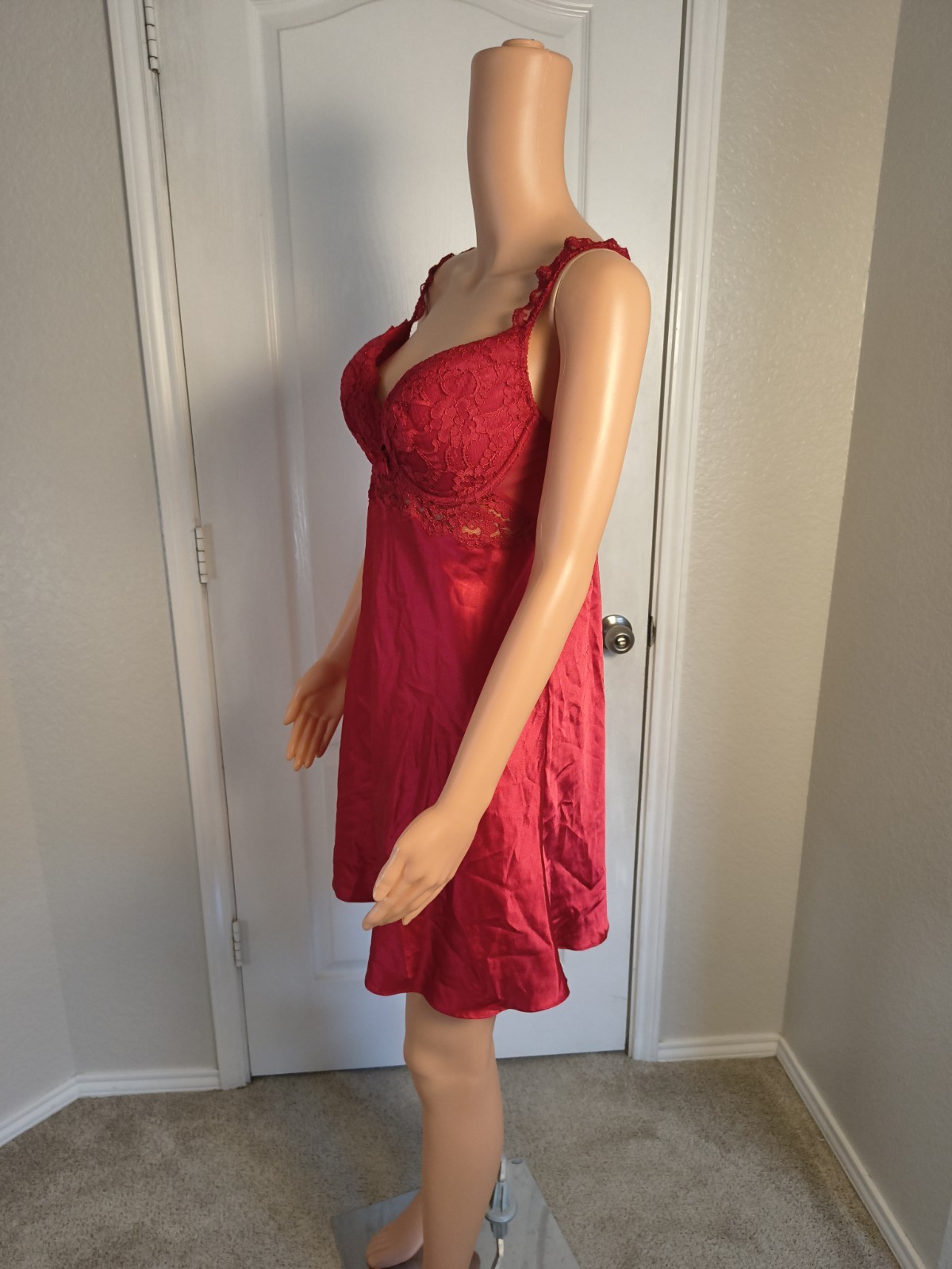 Vintage Victoria Secret Babydoll 90s Satin Lace Lingerie Size L Miracle Bra -P41
