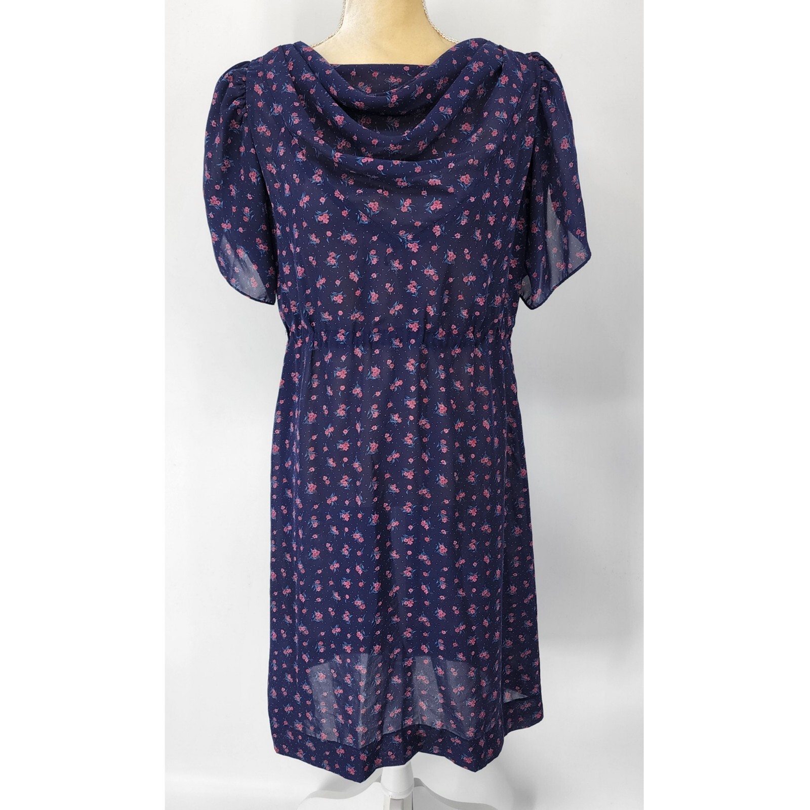 Charlee Allison Eljay Dress Size 13/14 Midi Sheer Floral Tulip Sleeve Floral VTG