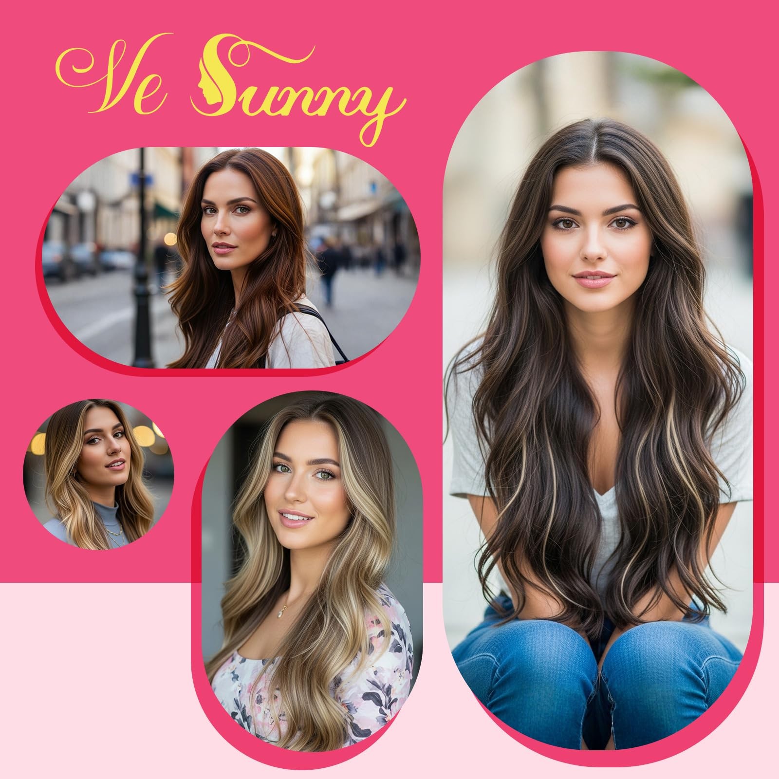 Ve Sunny Hair Extensions Tape in Real Human Hair Brown Tape in Hair Extensions H