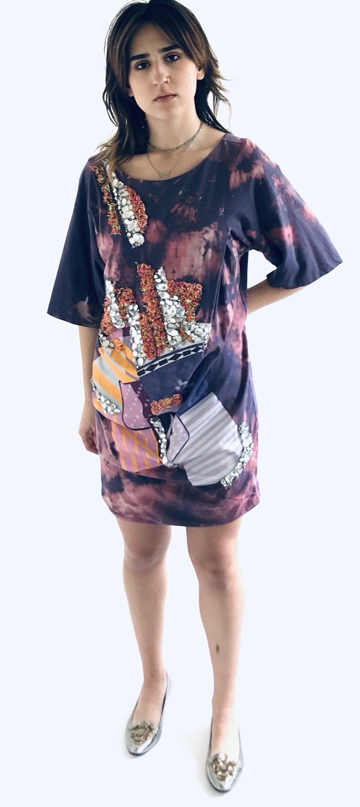 Chloe Vintage 2008 Embellished Graphic T Shirt Dress