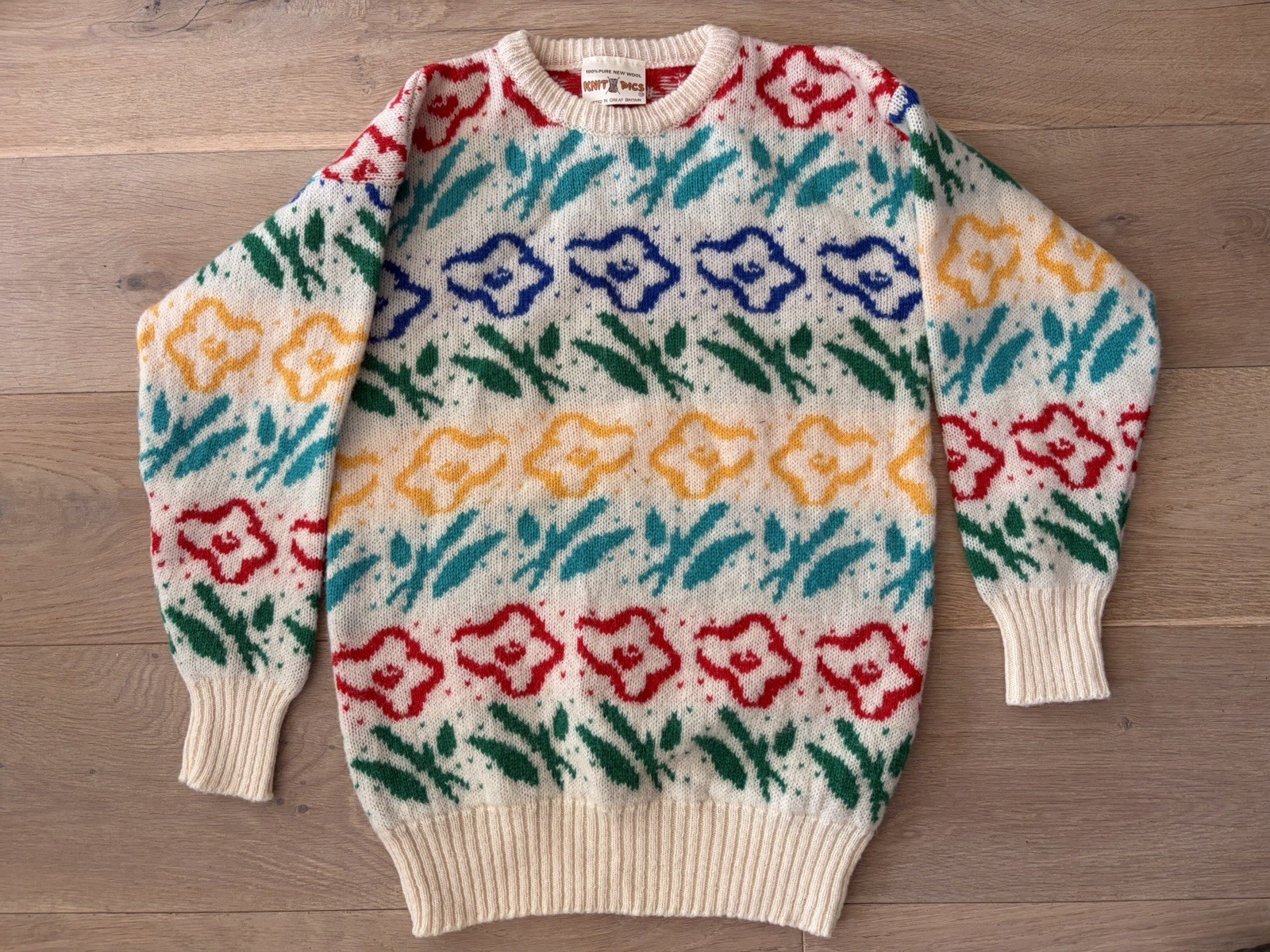 1988 Glasgow Garden Festival vintage 100% wool knit sweater – estimate sz small