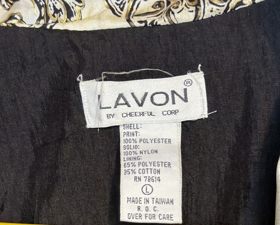 Vintage 90s Lavon White Black Gold Windbreaker Jacket Geometric Size L