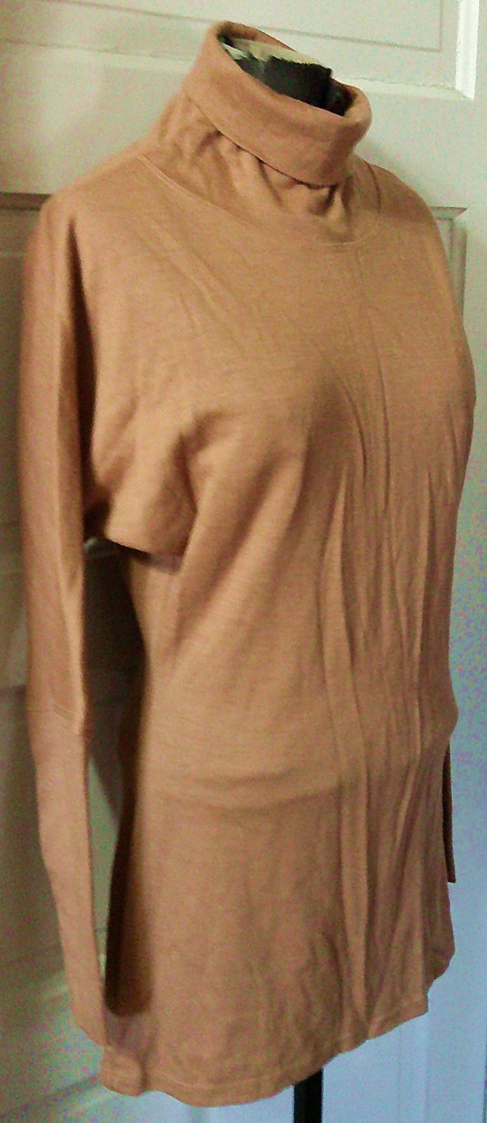 90’s MODA International Tan WOOL Batwing Tunic Sweater Top XS