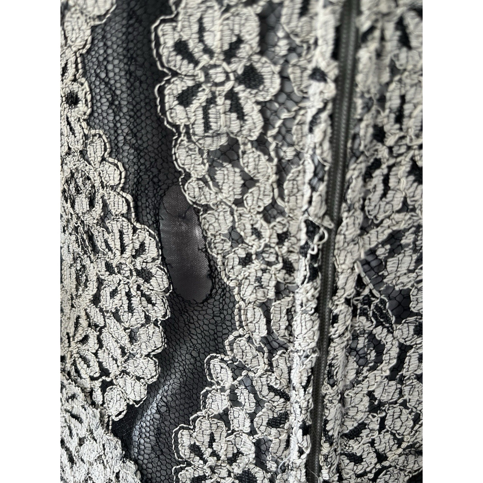 Vintage 80s Special Occasion Dress Lace Blue Gray Maxi Mother of the Bride 6