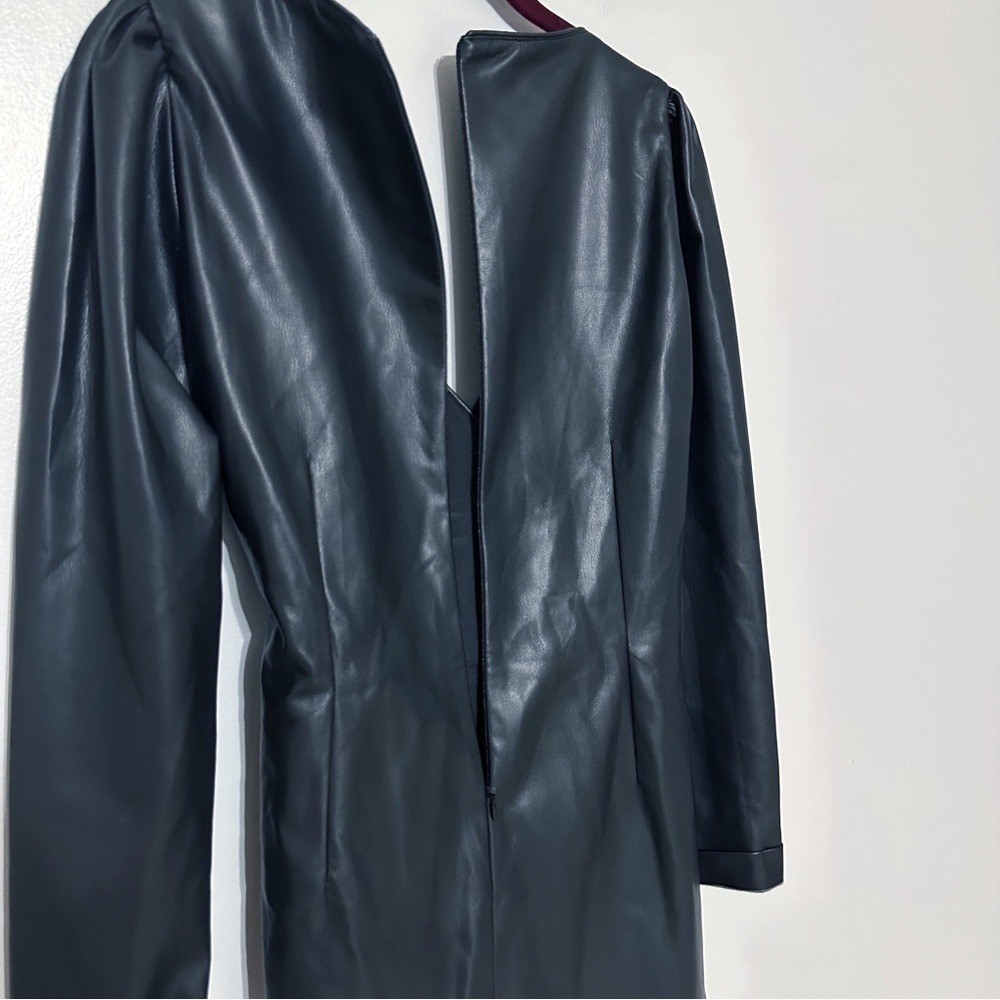 NWT House Of Harlow 1960 Vegan Leather Faux Wrap Mini Dress