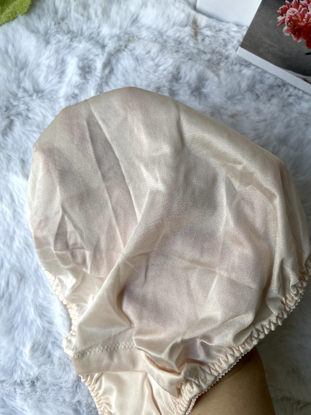 Vintage Orange Slippery Nylon Panty Lace Bikini High Leg Briefs SZ.5 Hip 32-35″