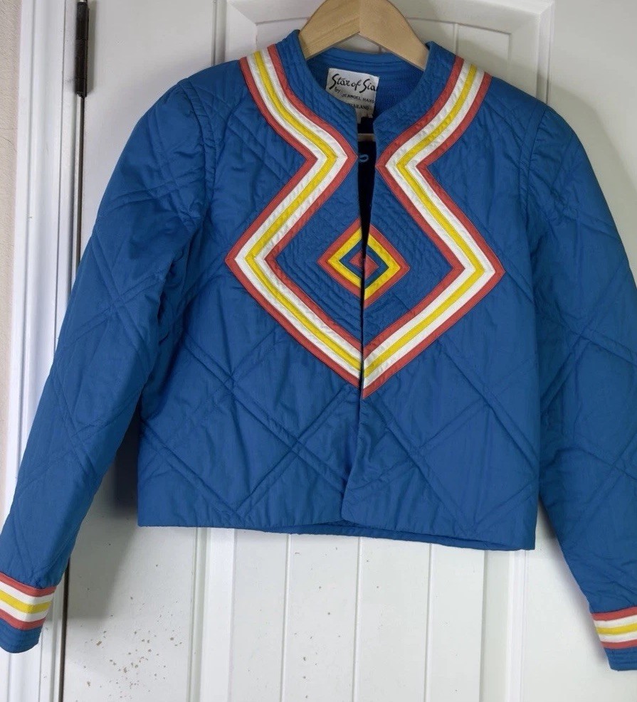 Vintage Rare Star Of Siam Jacket Quilted Cotton Mod Space Age Retro Ski Sz 4