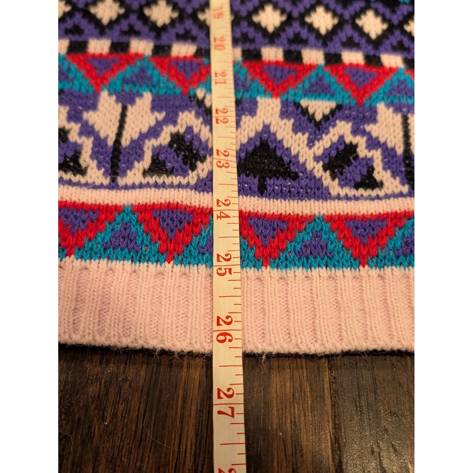 Vintage 90s RKI Knits Sweater Womens L Pink Multi Color Knitted Pullover USA