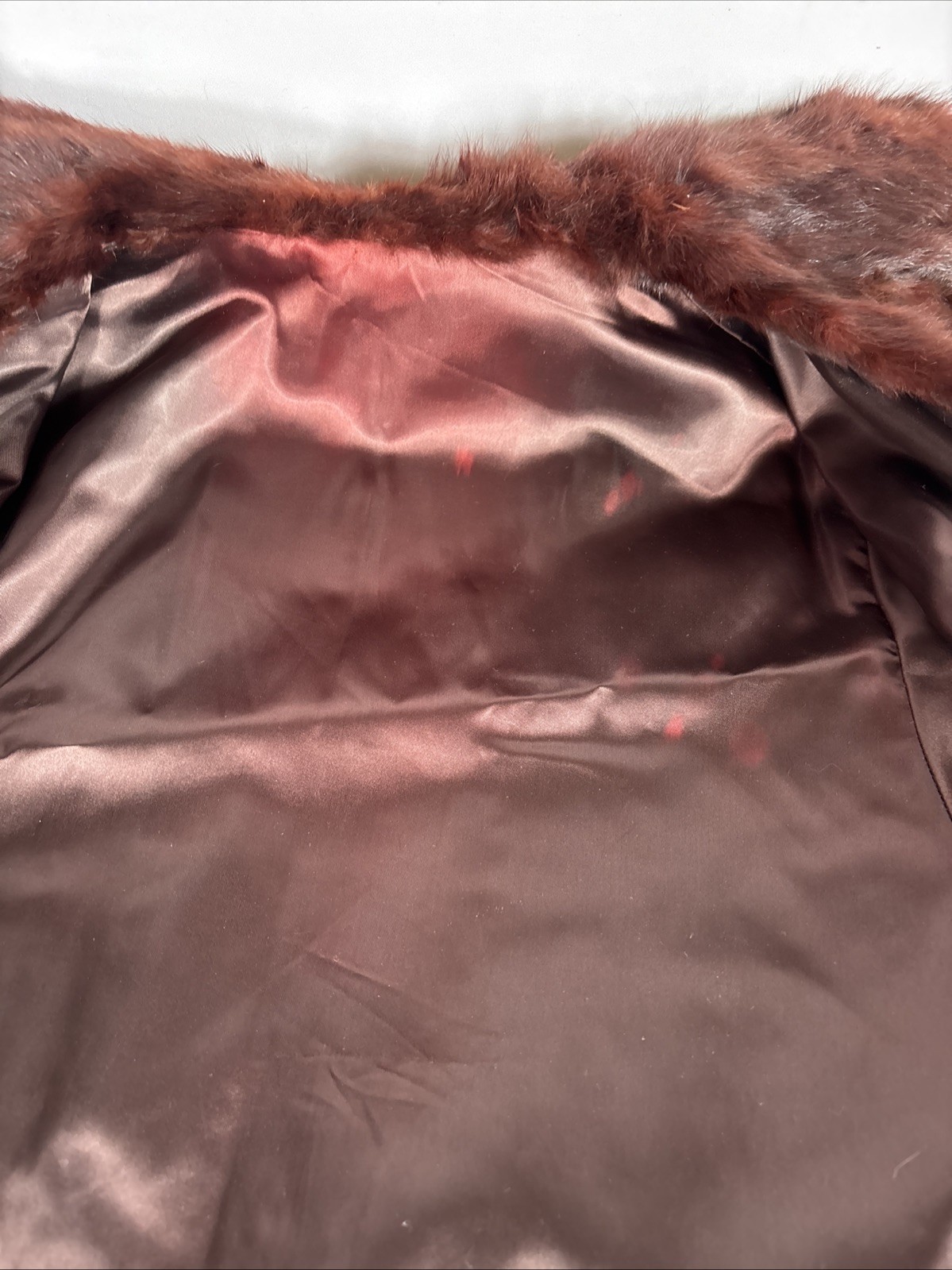 Vintage 1950s Chocolate Brown Mink Fur Jacket 3/4 Sleeve Hook Closures Monogram
