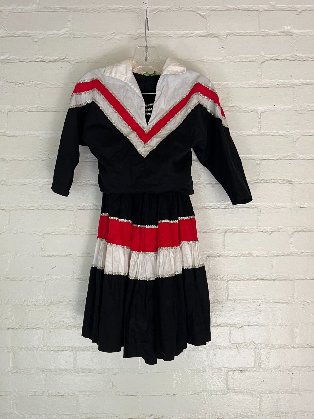 Vintage Patio Shirt and Skirt Set Red Black and White Georgie of Arizona 1950s