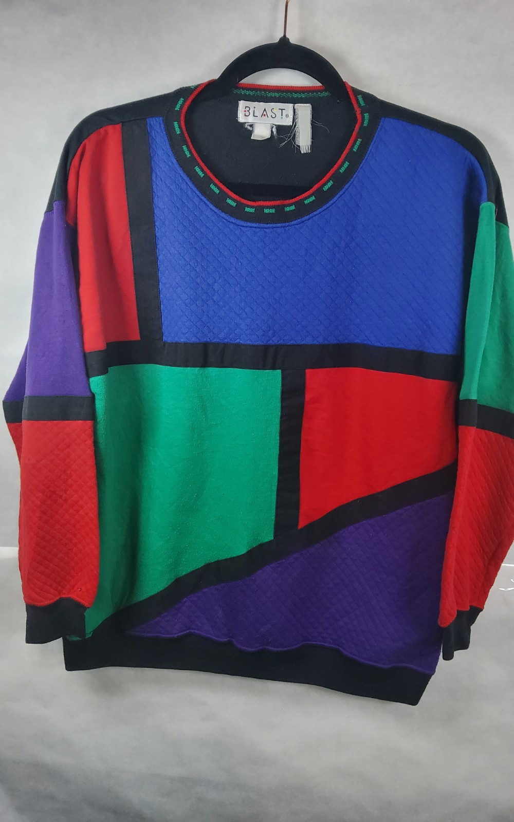 Vintage 80s Women’s Blast Color Block Sweatshirt Size Medium School Preppy Retro