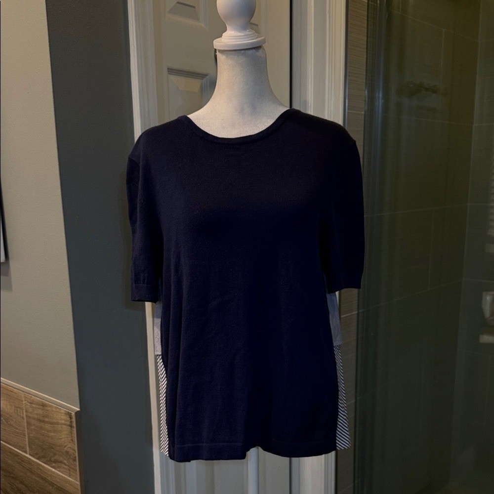 Vineyard Vines Mixed Media Tiered Sweater Blue Nautical Size Small