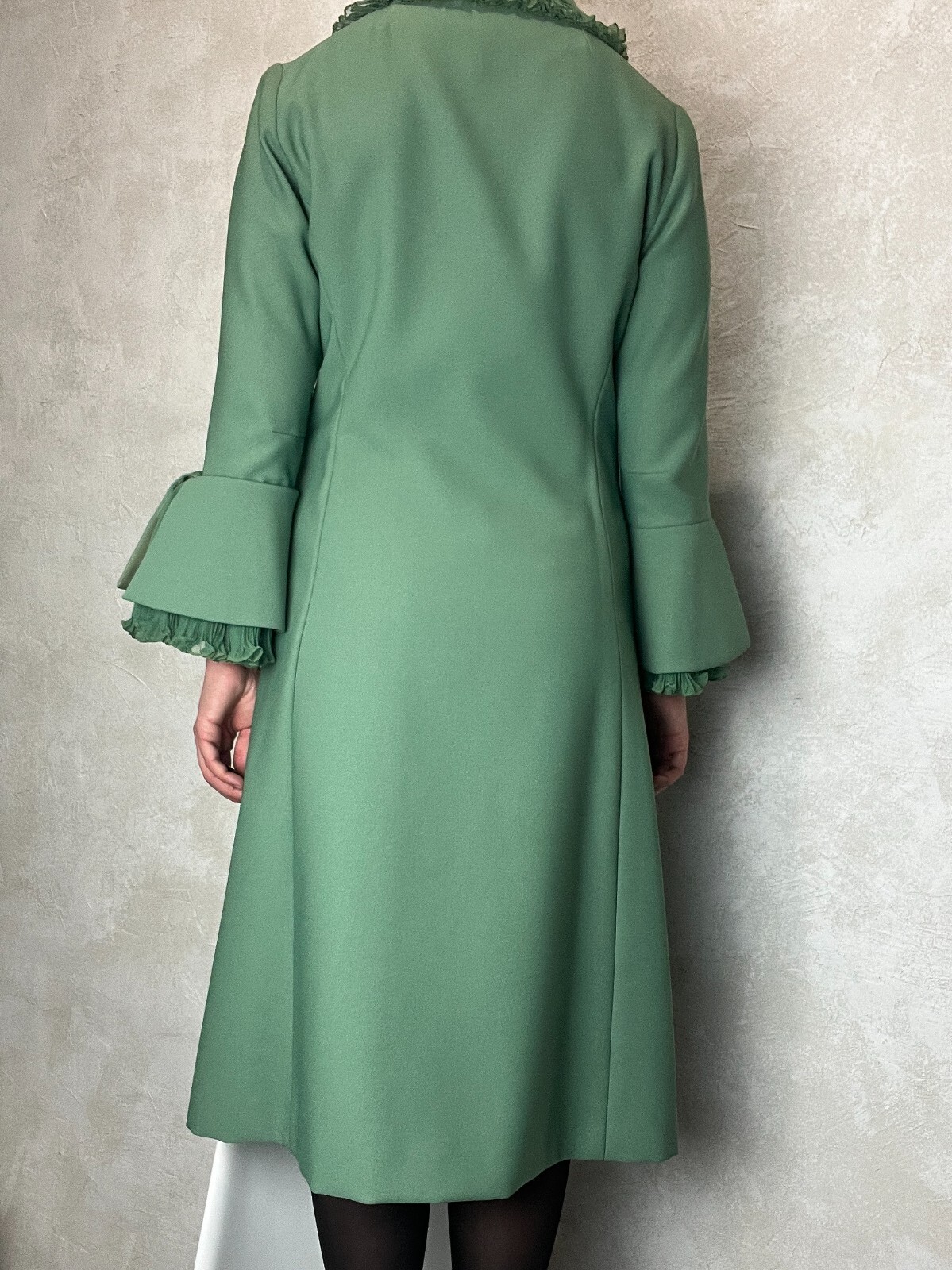 Vintage 60s/70s Ann Michael London Designer Dress Green size UK 14 US 12 M