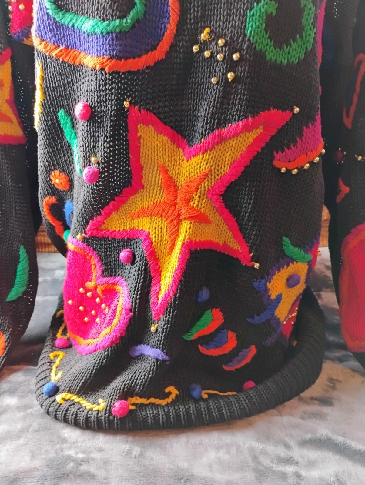 Vintage 90’s International Sportswear Co Woman’s Sweater Sz 2X Stars Hearts Rare