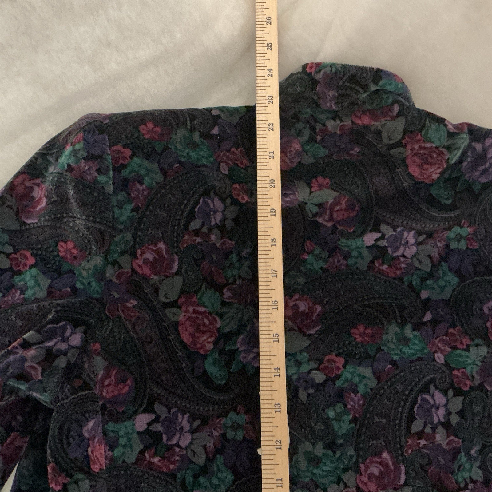 Vintage Lombardi Inc Floral Velvet Blazer Womens 10 USA Made Paisley Jacket