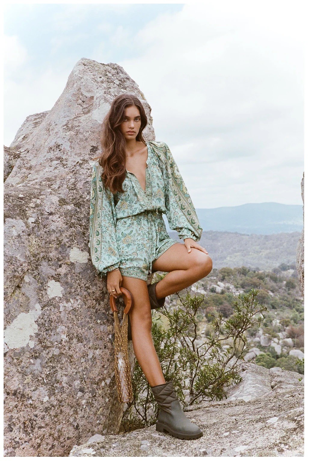 Spell & the Gypsy Folk Song Romper Sage Floral S BNWT Boho Festival