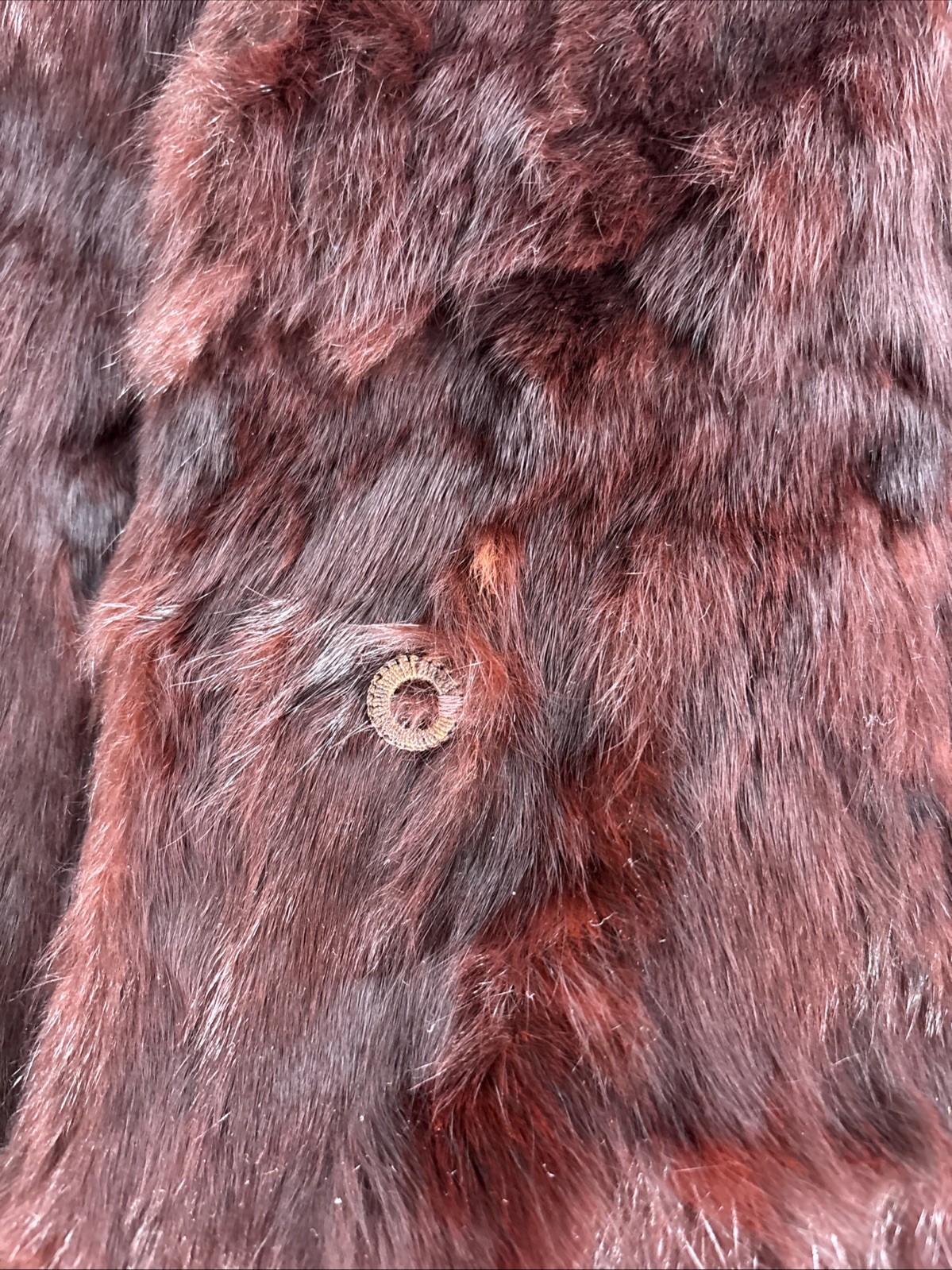 Vintage 1950s Chocolate Brown Mink Fur Jacket 3/4 Sleeve Hook Closures Monogram