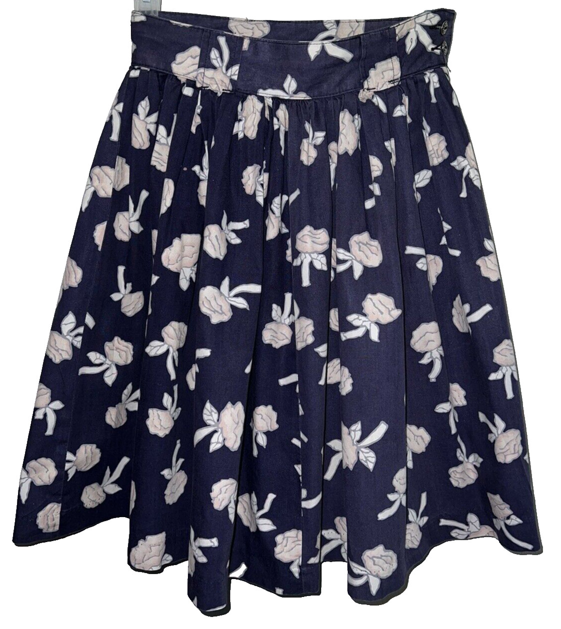 VTG Generra Collection 2 Piece Full Skirt Outfit Navy Blue Pink Floral Sz Small