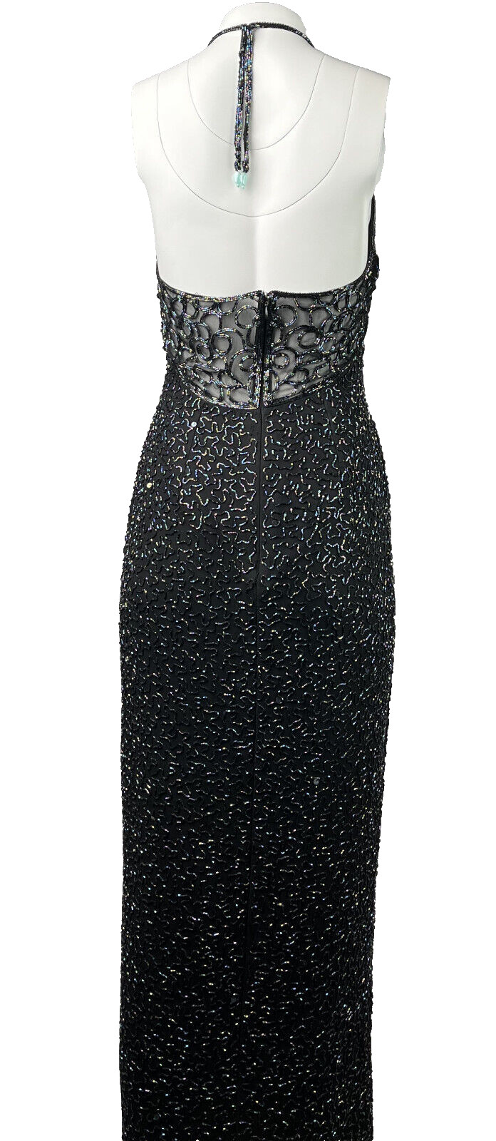 Vtg ANDRETTA DONATELLO US Women’s M 8 Black Beaded Silk Dress Evening Party