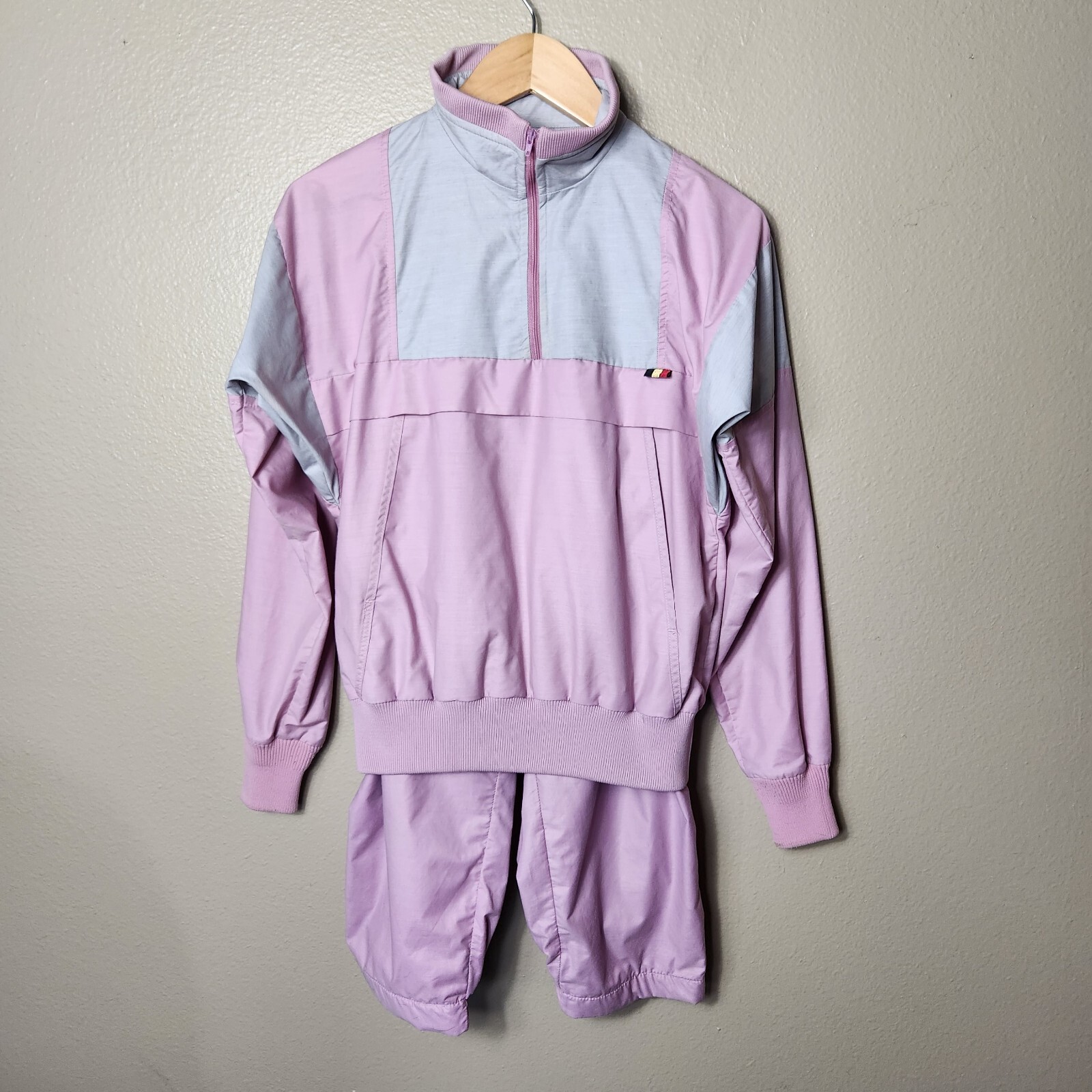 Sunbuster Vintage 80s Colorblock Windbreaker Anorak and Cropped Pants Set-Size L