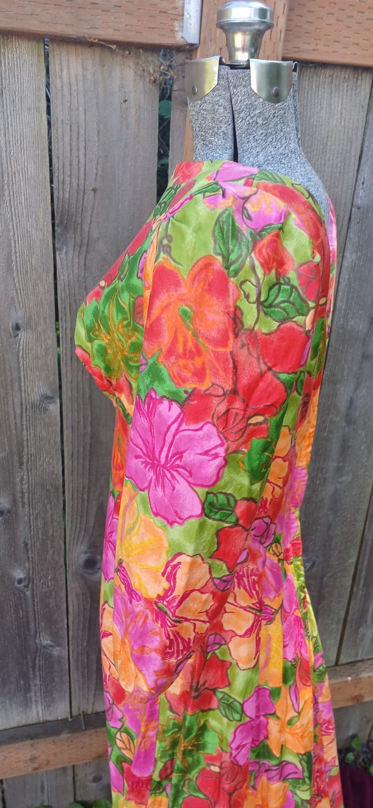 Vintage Hawaiian Tiki Maxi Dress Empire waist