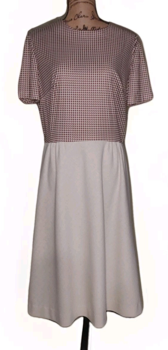 Vintage Kay Windsor – Ivory & Brown Fit & Flare Dress & Cropped Jacket – Size 18