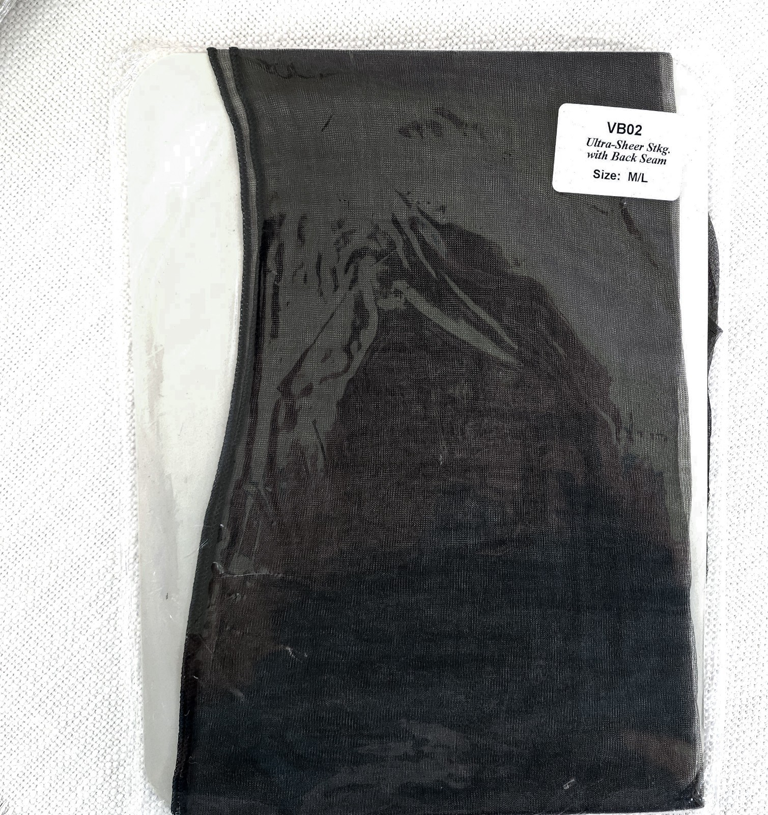 Vtg Garter Stockings Back Seamed Ultra Sheer Nylon Med 9-11 Long Black 50s