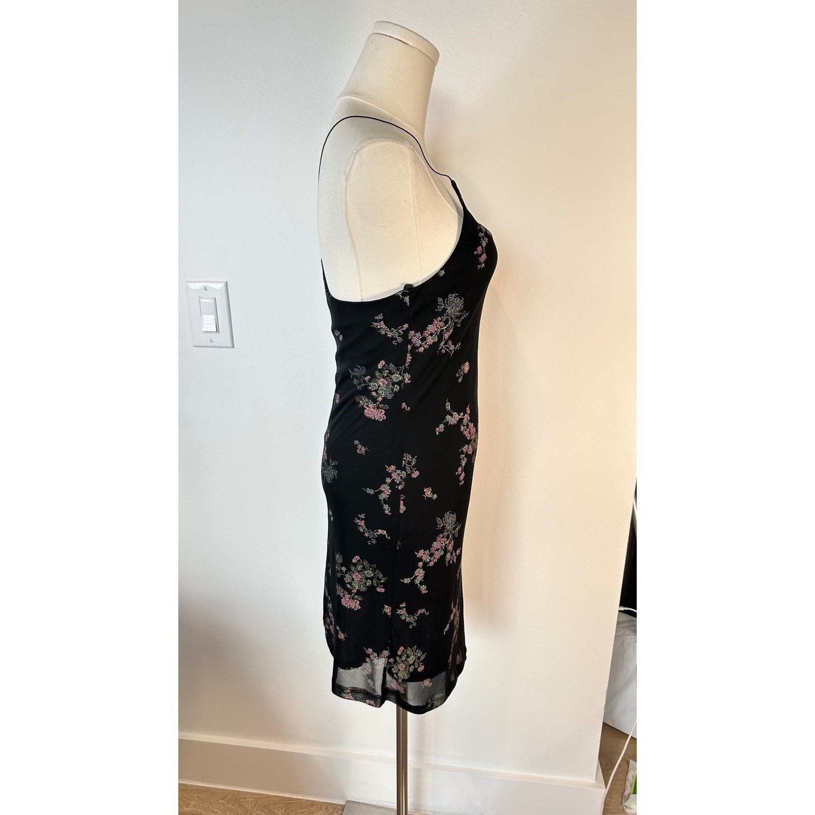 Vintage 90s Cottura Slip Dress Womens M Goth Grunge Witchcore Mesh Made in USA