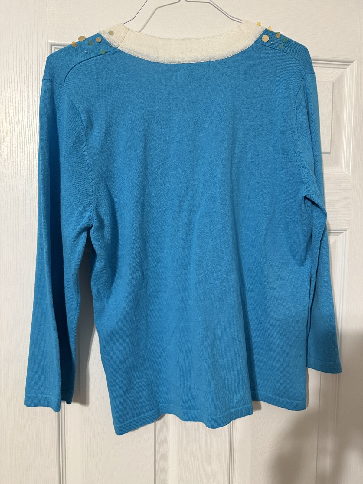 Vintage Jack B Quick Sweater Sea Theme Shell Starfish Top XL Sequin Tacky Mom