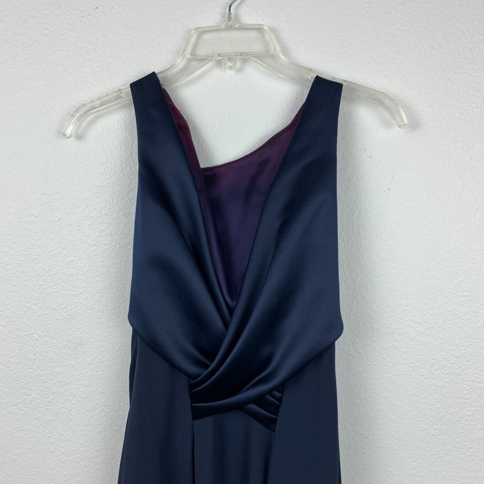 Vintage 90s Michaelangelo Formal Navy Blue Sleeveless Wrap Back Dress 7/8
