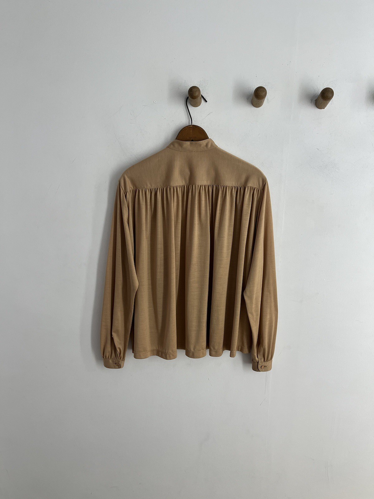 1970s 80s Rare Designer Ted Lapidus Couture Silk Jersey Draped Blouse S/M