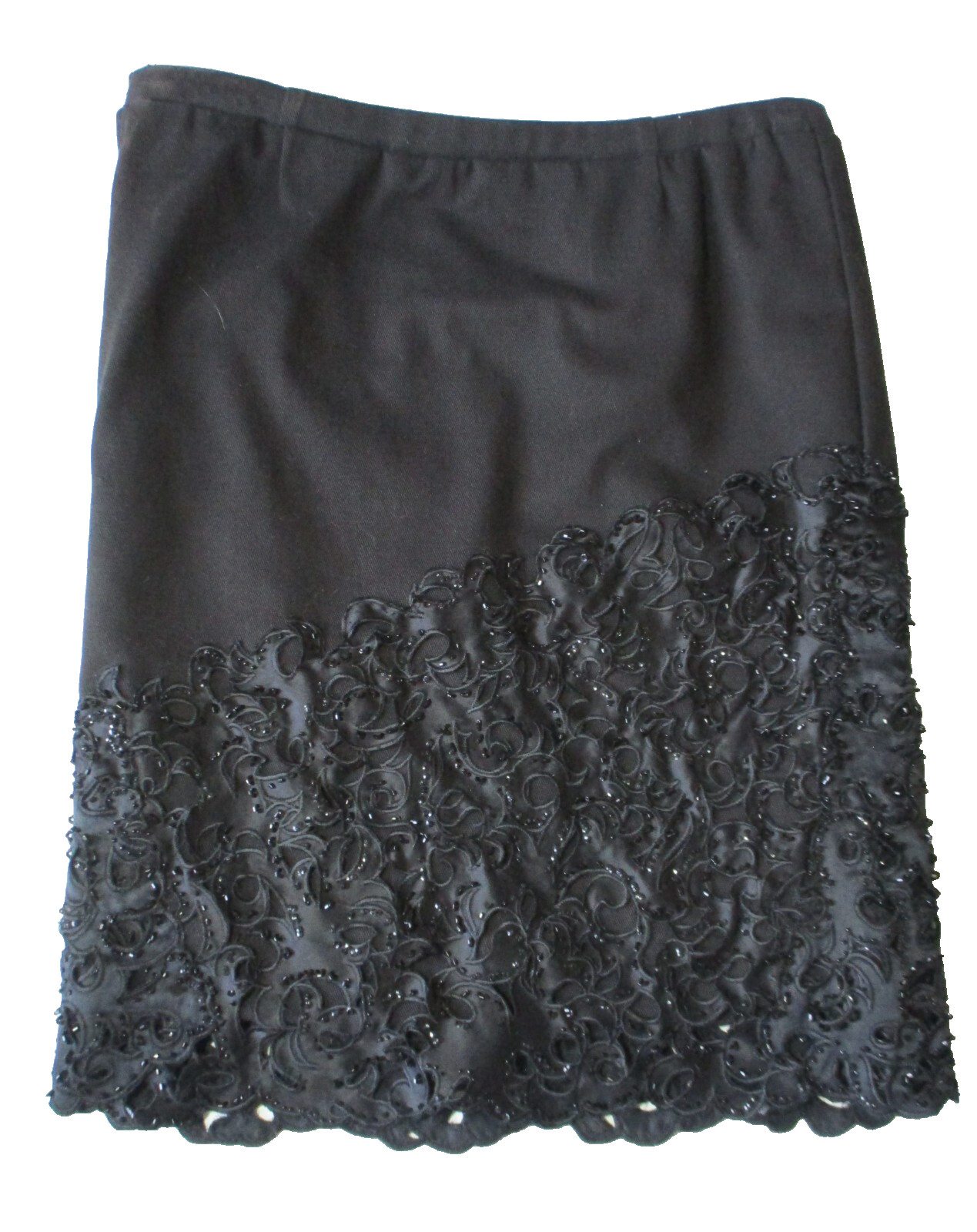 Vtg Vie By Victoria Royal Skirt Sz 6 Women Black Stretch Cotton Blend Beaded