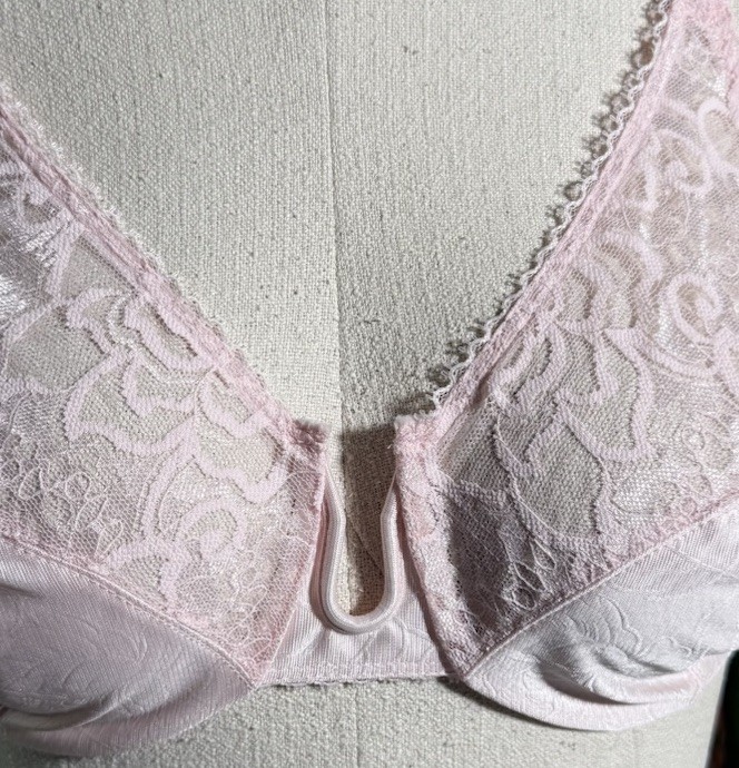 Vtg NOS Bra BALI Floral Satin & Lace 36C Candy Pink 2232 Unique Plunge UW 80’s