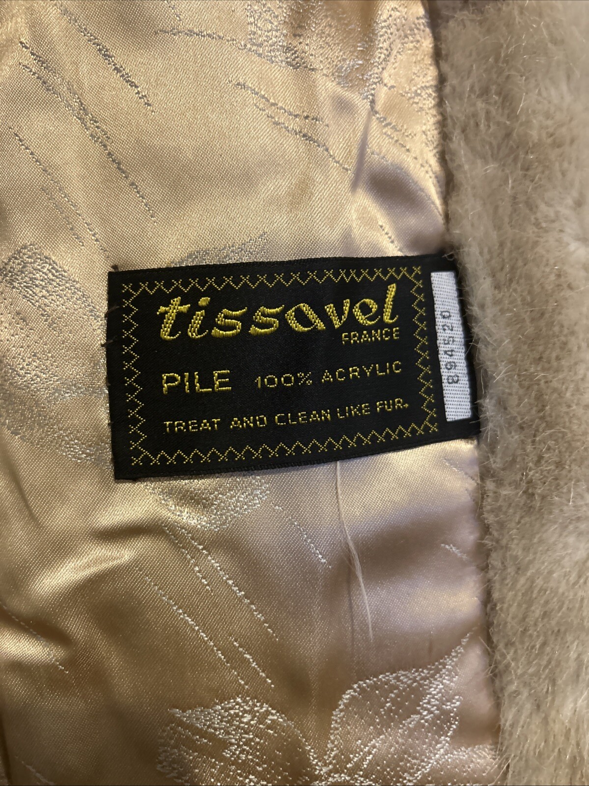 Vintage Lykafur Priscilla Modes Tie Around Faux Fur Coat Made In England