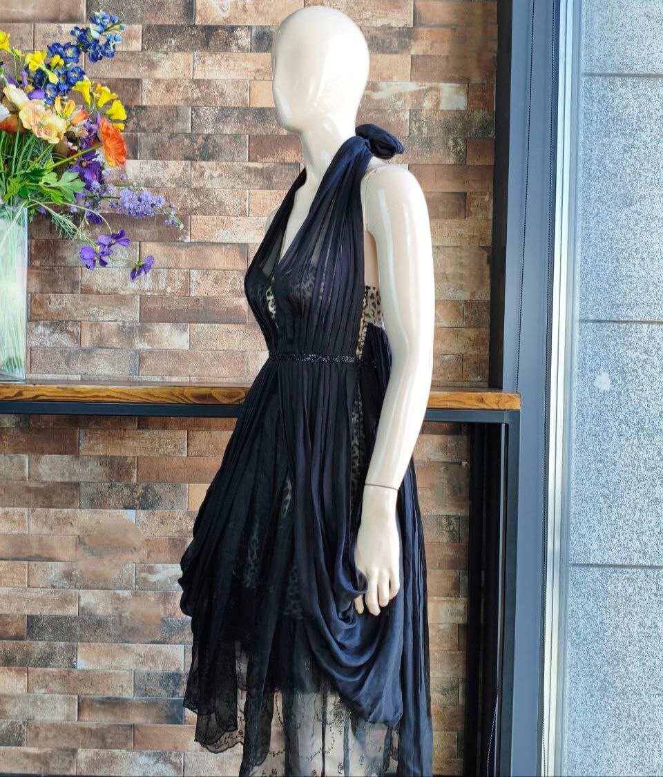 Vintage Silk Layered Evening Dress on Leopard Base Collection 2008 Size 1