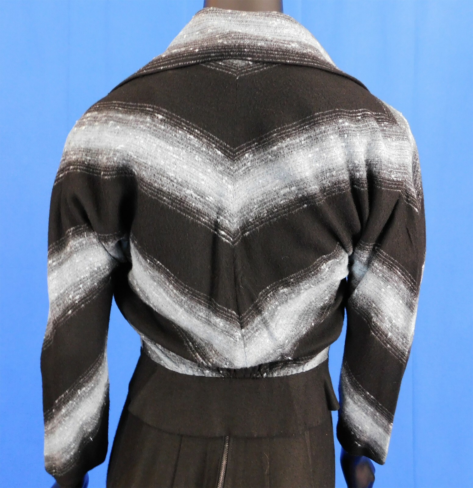 Vintage Paul Sachs Original 50s Rockabilly Black Blue Stripe Pencil Dress Jacket