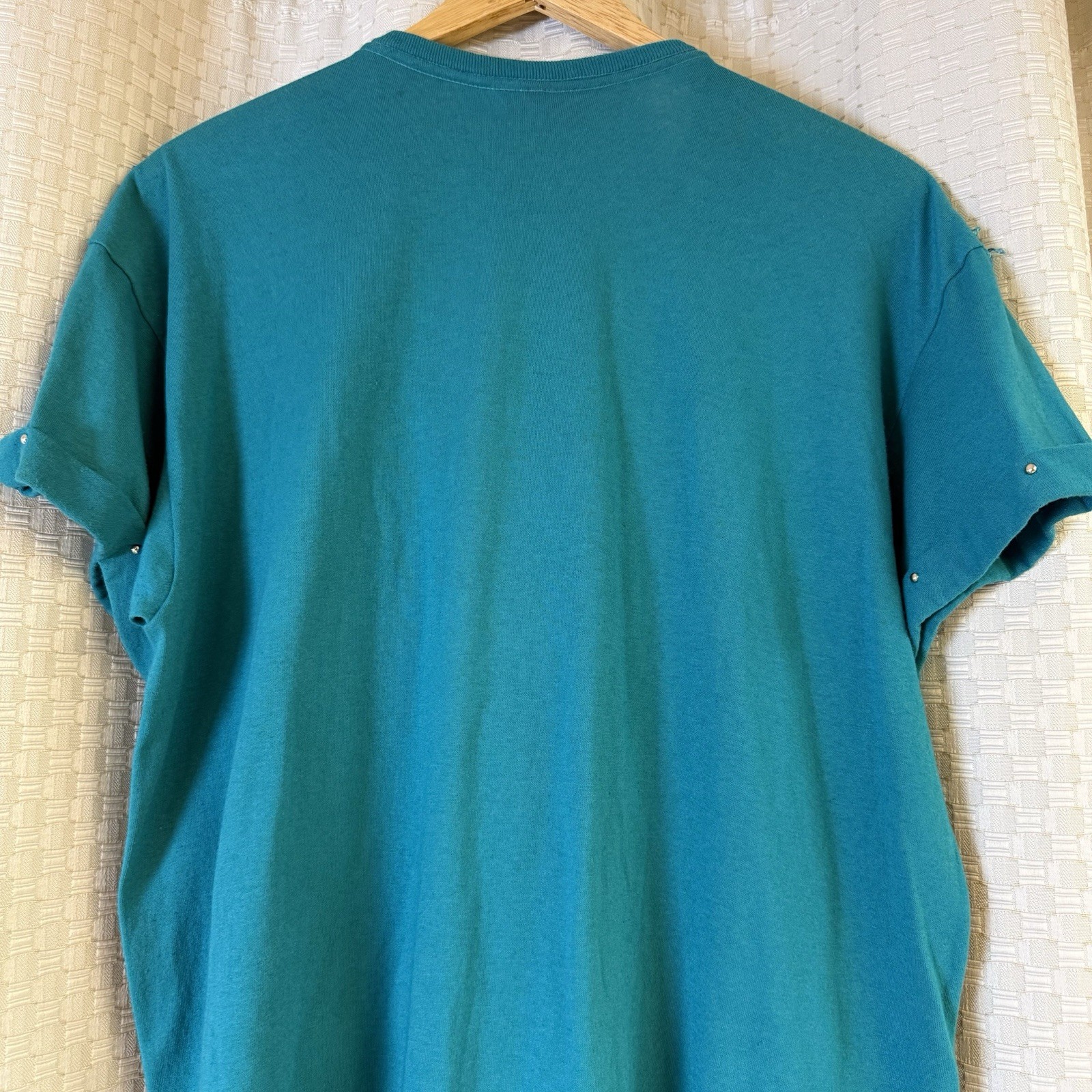 Vintage 80’s USA Joanie W Southwestern Fringe Turquoise Cowgirl Studded L Shirt